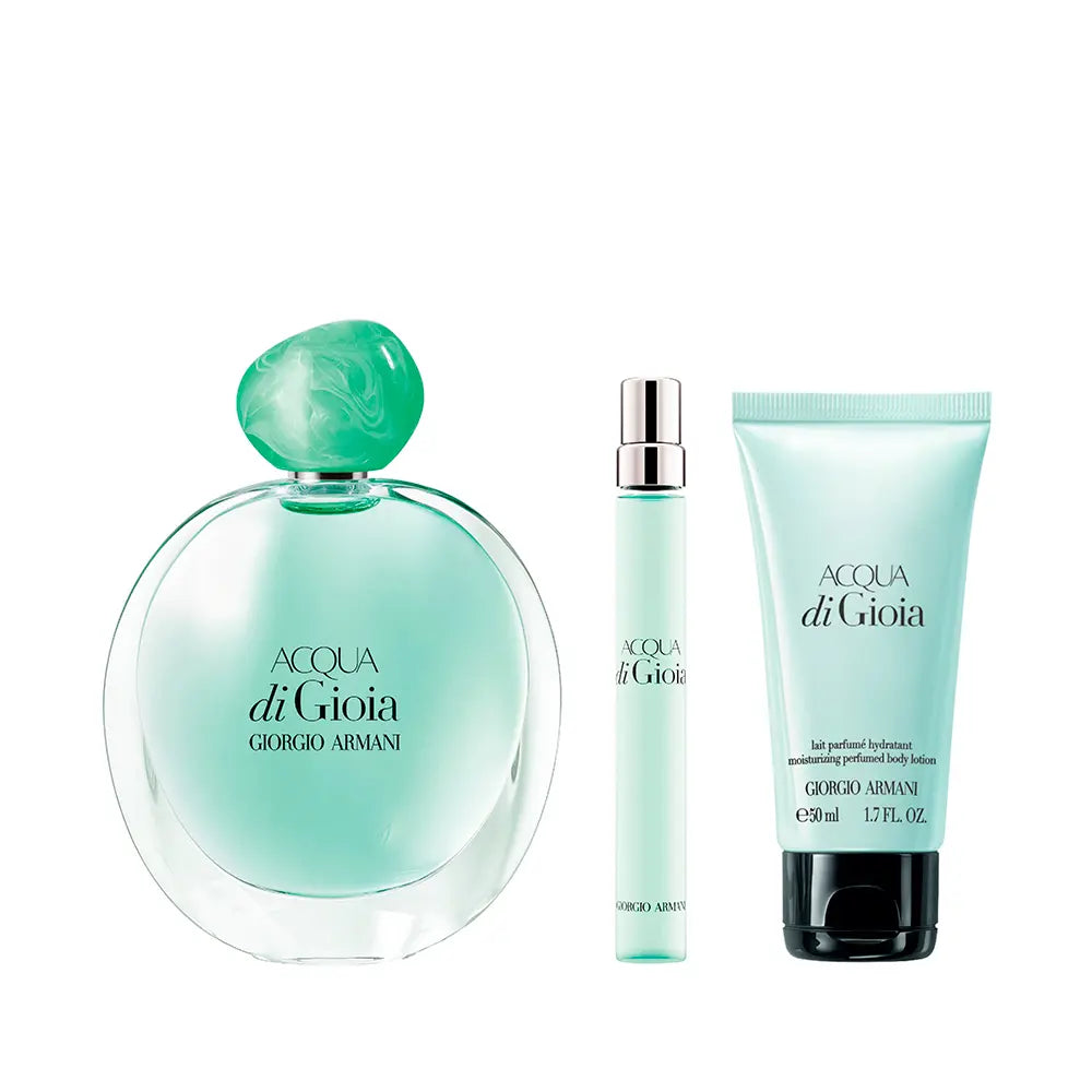 SET AQUA DI GIOIA EDP 100ML + CREMA CORPORAL 50ML + PERFUMERO 10ML ARMANI PERFUME PARA DAMA