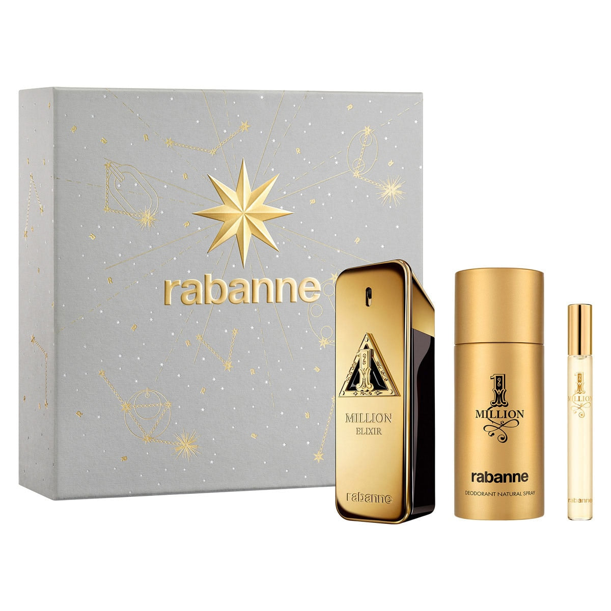 SET 1 MILLION ELIXIR PARFUM 100ML + DESODORANTE 1 MILLION 150ML + PERFUMERO 1 MILLION 10ML PACO RABANNE PERFUME PARA CABALLERO