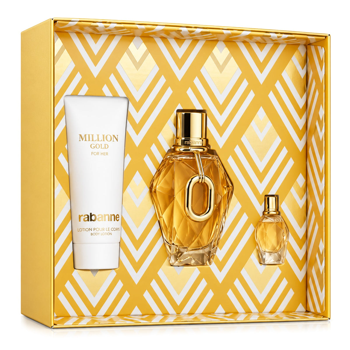 SET MILLION GOLD FOR HER EDP 90ML + CREMA CORPORAL 100ML + MINIATURA PACO RABANNE PERFUME PARA DAMA