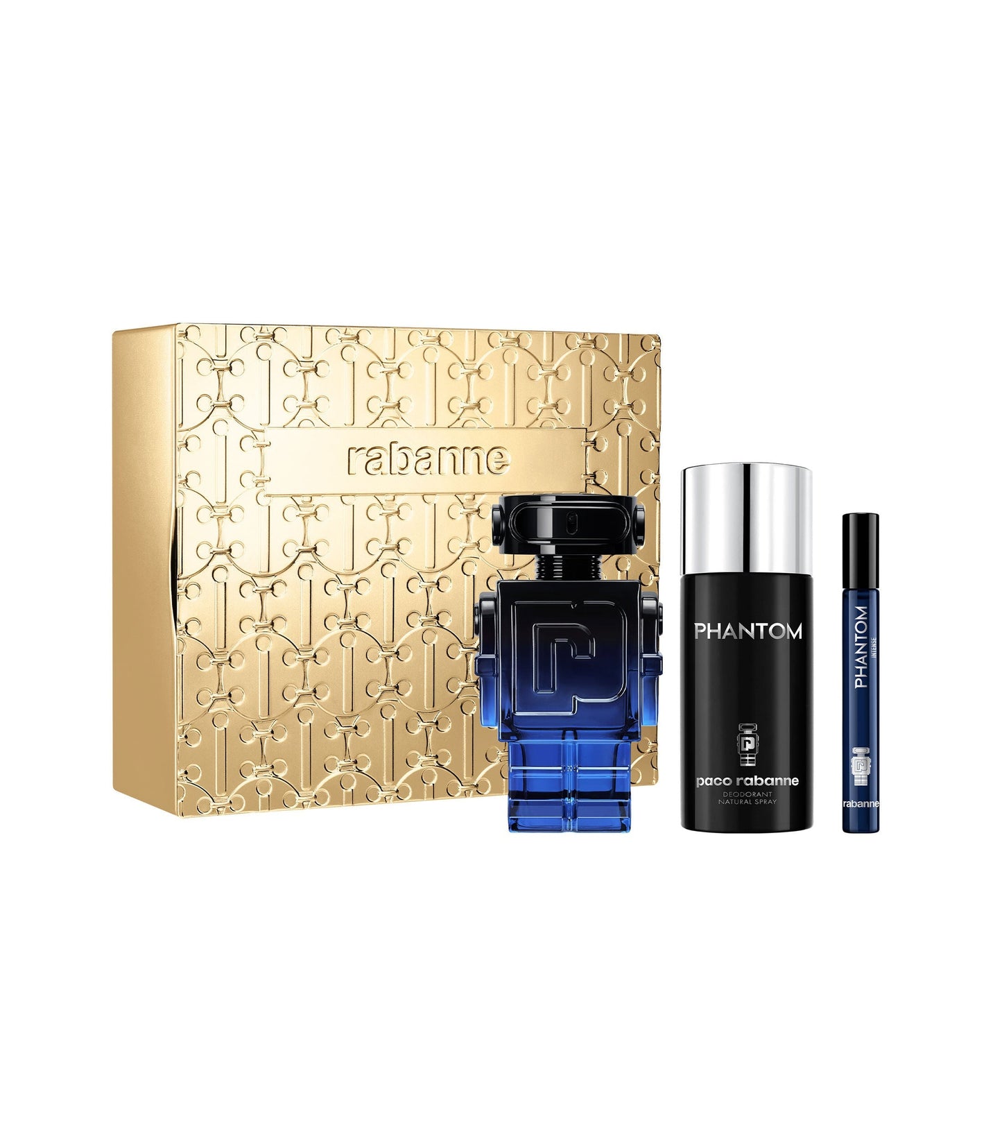 SET PHANTOM INTENSE EDP 100ML + DESODORANTE 150ML + PERFUMERO 10ML PACO RABANNE PERFUME PARA CABALLERO