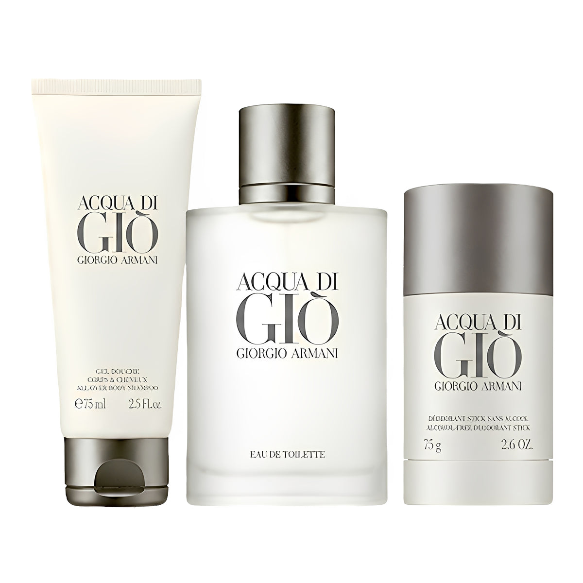 SET ACQUA DI GIO EDT 100ML + GEL DE DUCHA 75ML + DESODORANTE 75 GR ARMANI PERFUME PARA CABALLERO