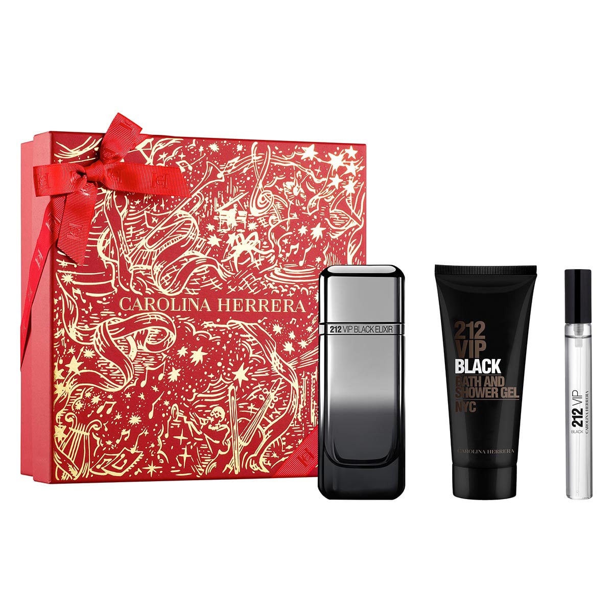SET 212 VIP BLACK ELIXIR EDP 100ML + GEL DE DUCHA 100ML + PERFUMERO 10ML CAROLINA HERRERA PERFUME PARA CABALLERO