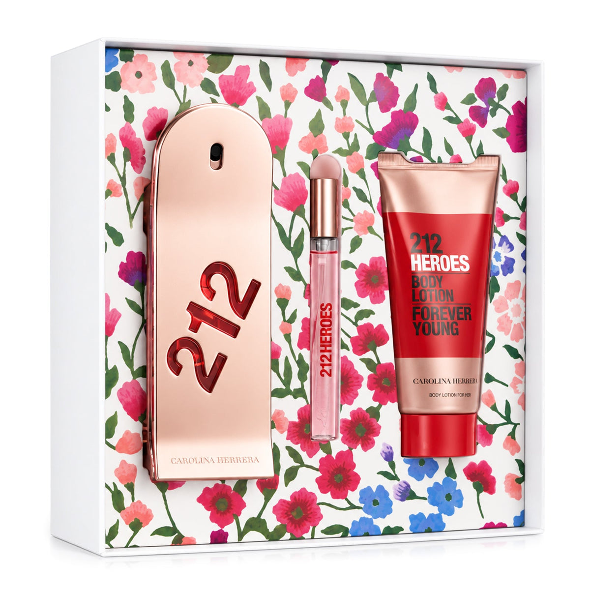 SET 212 HEROES EDP 80 + CREMA CORPORAL 100ML + PERFUMERO 10ML CAROLINA HERRERA PERFUME PARA DAMA