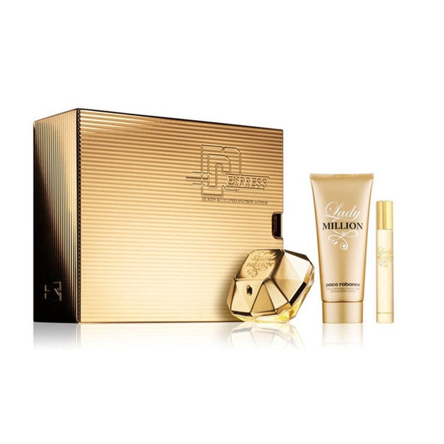SET LADY MILLION EDP 80ML + BODY LOTION 100ML + PERFUMERO 10ML PACO RABANNE PERFUME PARA DAMA