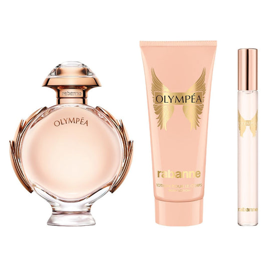 SET OLYMPEA EDP 80ML+CREMA CORPORAL 100ML+PERFUMERO 10ML PACO RABANNE PARA DAMA