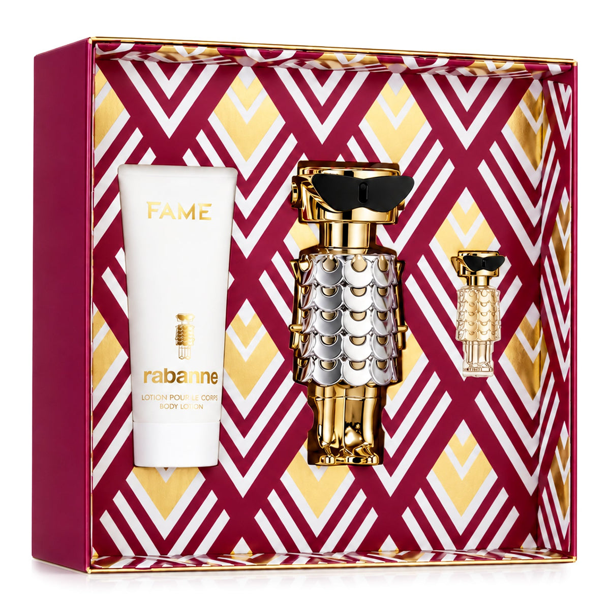 SET FAME EDP 80ML + CREMA CORPORAL 100ML + MINIATURA 4ML PACO RABANNE PERFUME PARA DAMA