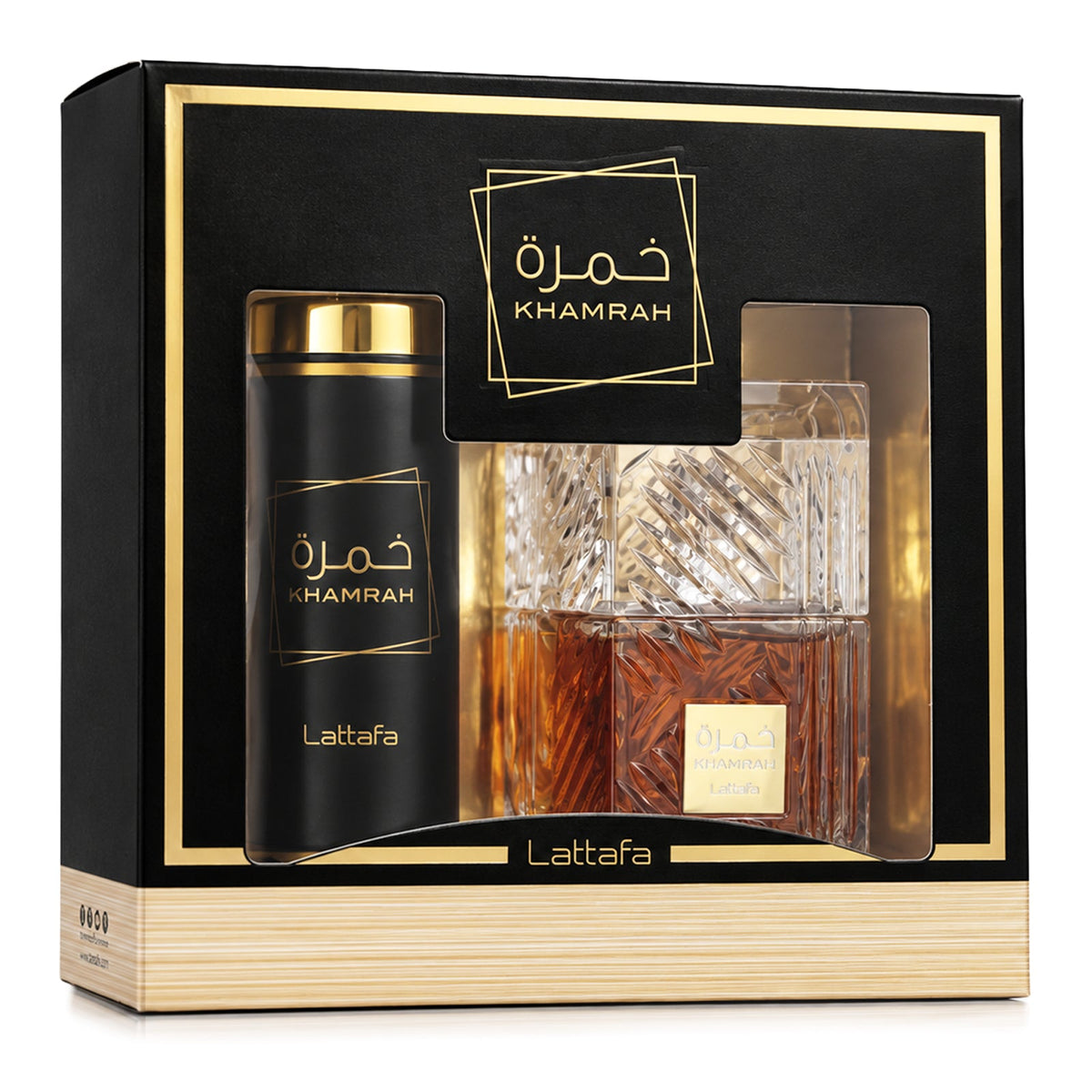 SET KHAMRAH EDP 100ML + SPRAY PERFUMADO 200ML LATTAFA PERFUME PARA CABALLERO