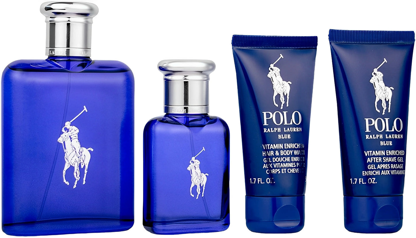 SET POLO BLUE EDT 125ML+POLO BLUE EDT 40ML+GEL DUCHA 50ML+CREMA DESPUÉS AFEITAR 50ML+NECESER RALPH LAUREN PARA CABALLERO