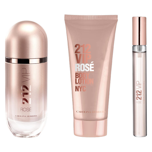 SET VIP ROSE EDP 80ML+CREMA CORPORAL 100ML+PERFUMERO 10ML CAROLINA HERRERA PERFUME PARA DAMA