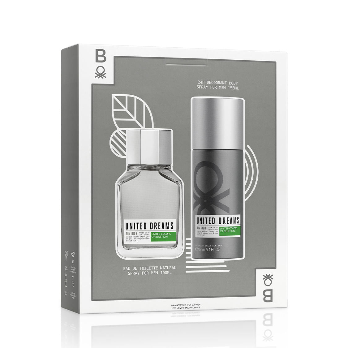 SET AIM HIGH EDT 100ML + DESODORANTE BENETTON PERFUME PARA CABALLERO