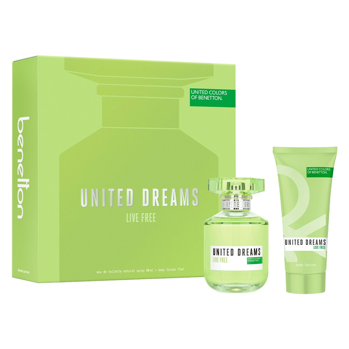 SET LIVE FREE EDT 80ML + CREMA CORPORAL 75ML BENETTON PERFUME PARA DAMA