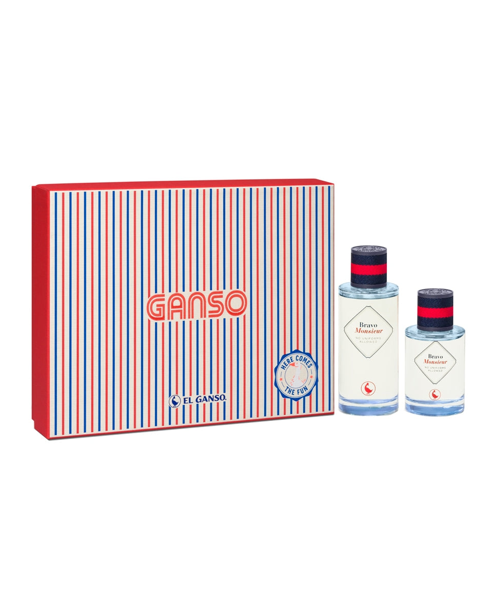 SET BRAVO MONSIEUR EDT 125ML + BRAVO MONSIEUR EDT 75ML EL GANSO PERFUME PARA CABALLERO